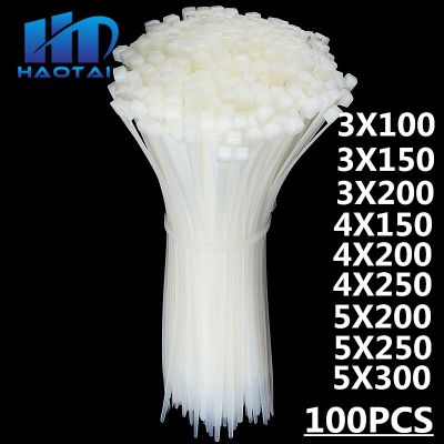 Self-Locking Plastic Nylon Wire Cable Zip Ties 100pcs White Cable Ties Fasten Loop Cable Various specifications