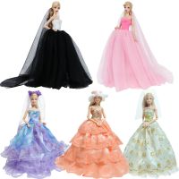 6 Color Handmade Doll Dress Veil Wedding Princess Dress Elegant Clothing Gown Clothes for Barbie Doll Accessories Dresses Toy