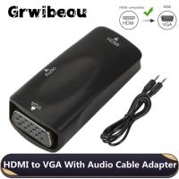 HD 1080P HDMI-compatible to VGA Adapter Audio Cable Converter Female to Female  For PC Laptop TV Box Computer Display Projector Adapters