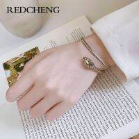 REDCHENG 925ประทับวินเทจพังก์งูสร้อยข้อมือสำหรับผู้หญิงทันสมัยใหม่เกินบุคลิกเครื่องประดับวันเกิดของขวัญของขวัญปรับได้