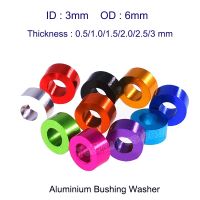 10Pcs M3 Aluminum Anodized Washer Bearing Bushing Flat Gaskets Round Hollow No Thread Standoff Spacer Fastener Thickness 0.5 3mm