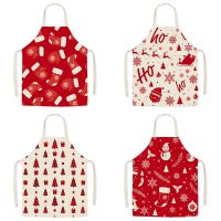 Christmas Apron Santa Linen Stain Resistant Sleeveless Apron Housekeeping Cleaning Tools Kitchen Baking Overalls Kids Aprons