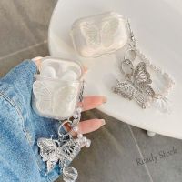 【hot sale】 ♝▬◆ C02 For Airpods Pro 2 3 Case Full Cover Transparent Laser Butterfly Film With Butterfly Chain Bluetooth Earphone PC Protective Case for Airpods 1/2