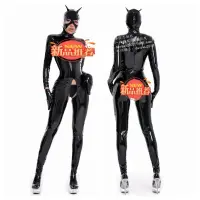 [COD] New sexy lingerie female nightclub cat girl oily jumpsuit patent leather mirror suit