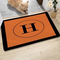 【JH】 Factory direct supply cross-border orange geometric short plush printed mat bathroom absorbent non-slip carpet floor