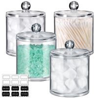 【CW】 Qtip Holder Dispenser for Cotton Swab Floss Plastic Apothecary Jar Set Canister Storage Organizatio