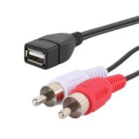 New Arrival 1.5 M/5 Ft USB A Female Socket To 2 RCA Male Plug Audio Video Extension Cable Audio Adapter Audio