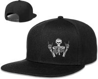 Black Skeleton Lying Snapback Hats for Men Flat Bill Hat Mens Hats Snapback Black Baseball Cap Gift for Men Women