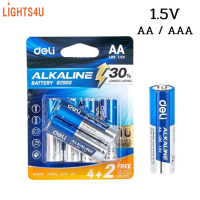 Deli ถ่านอัลคาไลน์ ถ่านไฟฉาย ถ่านไฟฉายอัลคาไลน์  Alkaline Battery  AA กับ AAA ถ่าน 1 หรือ 6 ก้อน 1.5V ของแท้ ใช้งานได้ยาวนาน lights4u