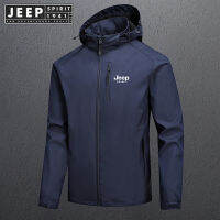 JEEP SPIRIT 1941 ESTD ฤดูใบไม้ร่วงผู้ชายแขนยาว Windbreaker Jacket กีฬากลางแจ้งเดินป่าซิปเสื้อแจ็คเก็ตกันน้ำ Plus ขนาด7XL