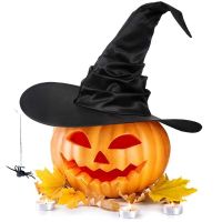 Halloween Witch Hats Folds Wizard Hat for Women Black Folds Wizard Hat Masquerade Dress Up Party Headwear Costume Accessory