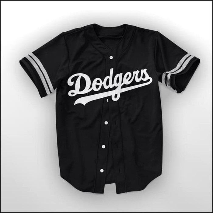 Baju baseball dodgers hitam