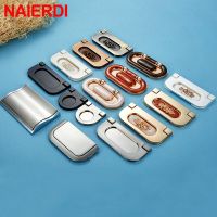 NAIERDI Zinc Alloy Modern Embed Knobs Kitchen Cabinet Cupboard Door Drawer Handles Wardrobe Hidden Pulls Furniture 32mm/64mm Door Hardware Locks