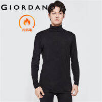 GIORDANO Men T-Shirts G-Warmer Fleece-Lined Stretchy Thermal Tee Solid Color Turtleneck Simple Casual Baselayer Tee 01212653