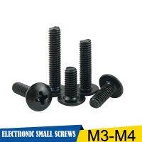 LuChang 200PCS Truss Screws Mushroom Head Flat Machine Screw Srosses Socket bolts cross slot bolt Black  Pan Padded Screws Bolt Nails Screws  Fastener