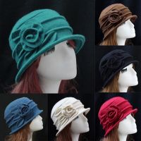 [Hana Clothing Store] ขายดี!!!มาใหม่วินเทจผู้หญิงขนสัตว์คริสตจักร Cloche Flapper หมวกเลดี้ถังฤดูหนาวดอกไม้หมวกขายส่ง D Ropshipping