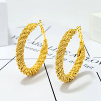 Big Hoop Earrings 56MM 24K Gold Plated Clip Copper Round Circle Earrings for Womens Fashion Statement Golden Punk Charm Earring