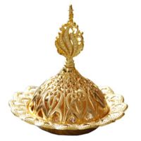 Metal Incense Burner Hollow Golden Tower Oil Burner Arab Style Censer Holder for Home Hotel