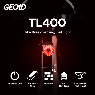 GEOID Bike Auto Taillight TL400 ke Sensing Light USB Rechargeable Cycling Waterproof LED Bicycle Seat Rear Flashlight Lamp