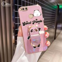 กล้องเจาะรูที่แม่นยำครอบคลุมเต็มรูปแบบเคสโทรศัพท์สำหรับ Xiaomi Mi A1 5X 2017เคสโทรศัพท์ป้องกันโทรศัพท์ตกชุบโลหะด้วยไฟฟ้าหรูหราพร้อมตัวยึดหมีแพนด้า Bing Dwen