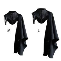 Medieval Armor Black Cloak Single Shoulder R Cape Gothic Punk Lace Up Renaissance Costume Crusader Gear For