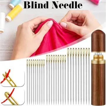 12Pcs Blind Sewing Needles Elderly Big Hole Stainless Steel Self