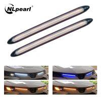 NLpearl ไฟแถบไฟ LED รถ2ชิ้น,ไฟสีขาวไฟหน้ารถยนต์ GRB เบรคสีเหลืองไฟสัญญาณเลี้ยว12V