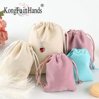 Tas Perhiasan Flanel Tas Kolor Warna Solid Tas Kecil Kain Tas Anting Kalung Gula Melon Sederhana Pink Biru Tas Penyimpanan