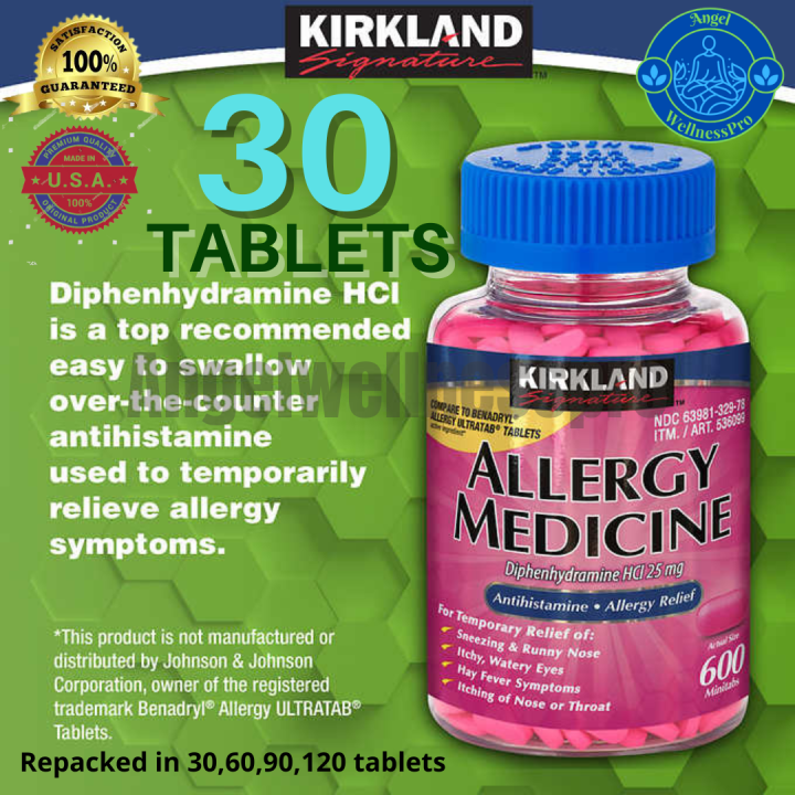Kirkland Signature Allergy Medicine 25 mg 30 Tablets AUTHENTIC