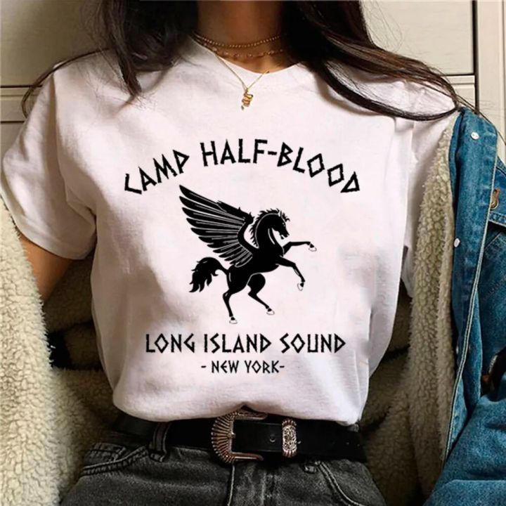 Camp Half Blood Long Island Sound Womens Cropped Tops Y2k Summer Fashion  Graphic T Shirt Ladies
