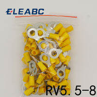 RV5.5-8 สีเหลืองแหวนฉนวน Terminal ชุด 4-6mm2 สายเชื่อมต่อสายเคเบิล CRIMP TERMINAL 50 ชิ้น/แพ็ค RV5-8 RV-Caiweiz