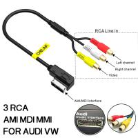 Chelink Aux สายออดิโอเพลงอินเทอร์เฟซ Ami Mmi Mdi 3สายเคเบิล Rca สำหรับ Audi A6l A8l Q7 A3 A4l A3 A4 A6 A5 A1 Q5b6 B8 C6 C7 B7