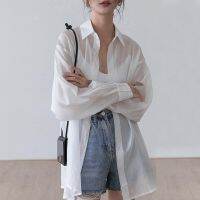 Day female thin silk shirt new summer 2022 designs are small backless bind micro through sunscreen shirt shirt