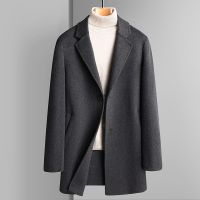 [COD] Classic new mid-length mens double-sided woolen coat Korean style autumn and winter windbreaker