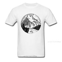 Mounn Landscape Men T-Shirt Fabulous Cool White Black T Shirts Sketch Print Male Custom Cotton Top Tee O-Neck 【Size S-4XL-5XL-6XL】