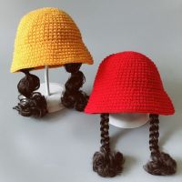 อายุ 1-3-5 ปี เปียเปีย หมวกวิกผม หมวกไหมพรมเด็ก หมวกเด็กหญิง หมวกบักเก็ต