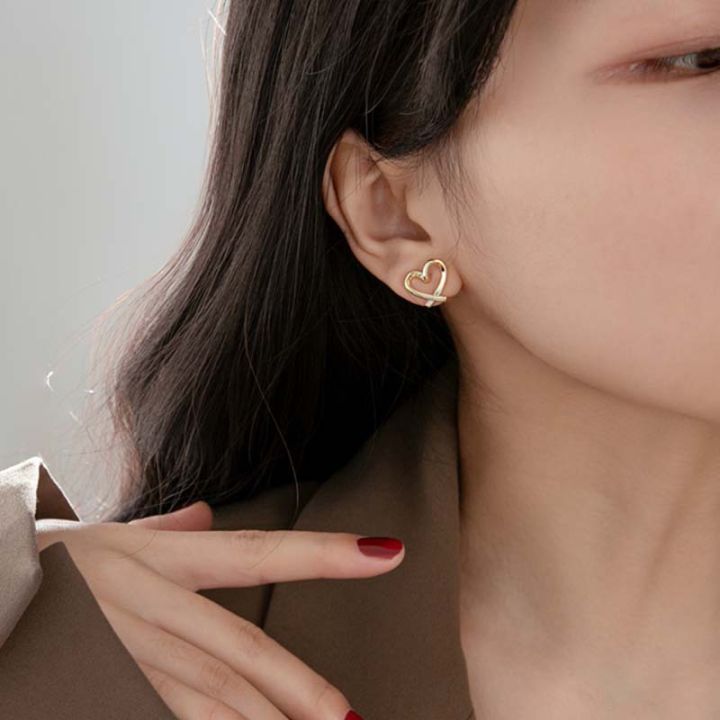 ต่างหูสแตนเลส-mode-korea-สำหรับผู้หญิงต่างหูปมสีทองแบบเรียบง่ายอุปกรณ์เสริม-kpop-สำหรับผู้หญิง
