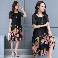 ☄▥ New summer dress large size womens chiffon dress