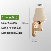 Glass Lampshade Wall Light Fixture Modern Room Decoration Bathroom Sconce Lamp Entrance Classic Golden Indoor Lighting HWL-006