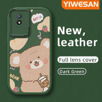 Chenyyka เคสสำหรับ VIVO Y02 Y02A Y11 2023 Y01 Y11S Y30G ลายการ์ตูนน่ารักมีขนยาวครีมหมีเคสโทรศัพท์หนังกันกระแทกเคสดีไซน์ใหม่แฟชั่นเคสเคสกันกระแทกแบบเต็มเลนส์