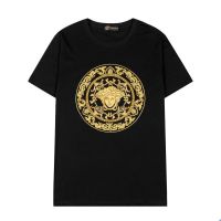 European and American Summer Versace Fashion Round Neck Mens Fashion Medusa Embroidery Short Sleeve T-shirt