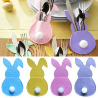 4pcs Cutlery Holder Bag Rabbit Cutlery Cover Rabbit Cutlery Bag Bunny Cutlery Cover Felt Cutlery Bag Easter Cutlery Bag