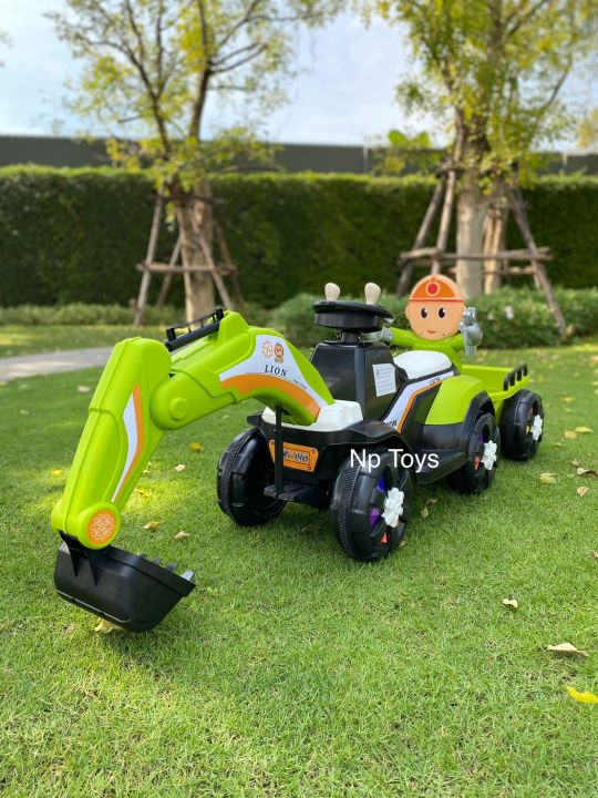toykidsshop-รถแบตเตอรี่เด็ก-รถเด็กนั่งแมคโคร-ที่ตักใช้ระบบไฟฟ้า-มีกระบะพ่วงท้าย-no-2021