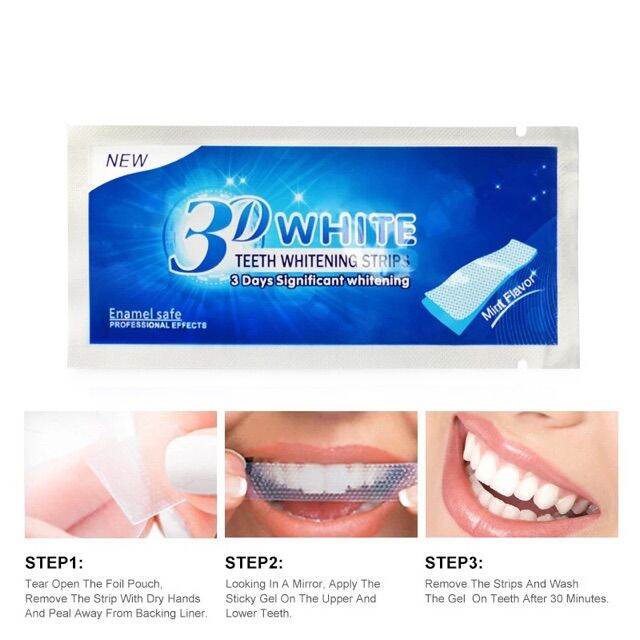 แผ่นฟอกฟันขาว-3d-white-teeth-whitening-strips-แผ่นแปะฟอกฟันขาว-ฟอกสีฟัน-14-ซอง