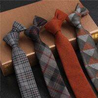 JEMYGINS Original High Quality Cotton 2.4 39; 39; Skinny Plaid Solid Cashmere Tie Wool Men Neck Tie For Youth Working Meeting