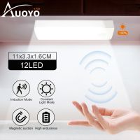 Auoyo แถบไฟ LED เซนเซอร์ตรวจจับการเคลื่อนไหว แถบยาว โคมไฟกลางคืน แถบแม่เหล็ก โคมไฟอัจฉริยะ บ้าน ไร้สาย โคมไฟตู้เสื้อผ้า ไฟกลางคืน ตู้ครัว ห้องนอน โคมไฟ