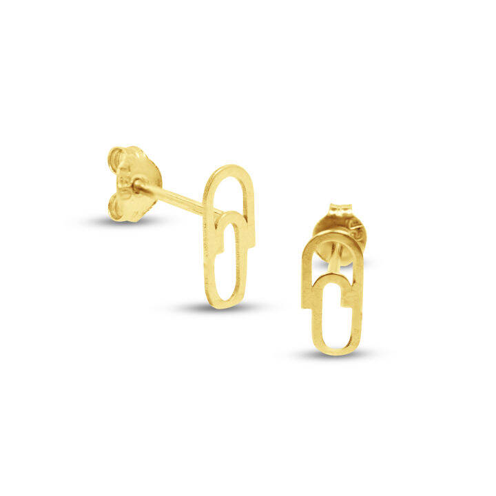 F&C JEWELRY PUSH AND PULL LOCK EARRINGS WITH PAPER CLIP DESIGN IN 18K
