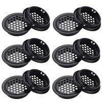 Round Ventilation Grille Cabinet Air Vent Hole Grille 35mm 30 Pieces Black for Bathroom Cabinet Wardrobe Shoe Cabinet