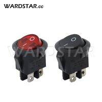 5Pcs 20mm Round Rocker Switch Square Base 4Pins AC 250V6A/125V10A ON/OFF 2Position 4Feet Power Switches Black/Red