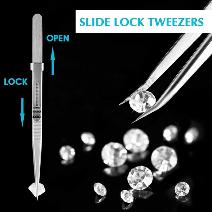 3 Pieces Piercing Ball Grabber Tool Diamond Claw Tweezers For